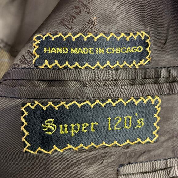 OXXFORD CLOTHES  44 Regular Brown Blue Plaid Wool Tweed Notch Lapel Sport Coat - Picture 8 of 9